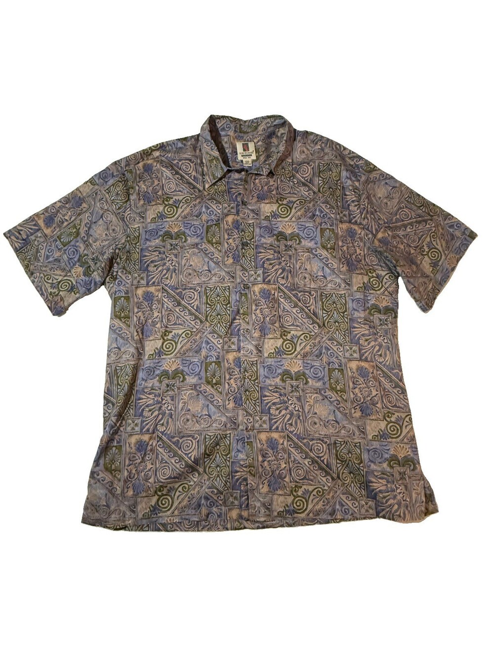 Tori Richard Honolulu Cotton Lawn Geometric Print Shirt Button Up Short Sleeve
